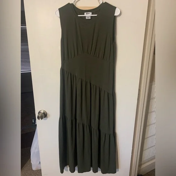 DKNY Olive Green Sleeveless Maxi Dress - Picture 2 of 3